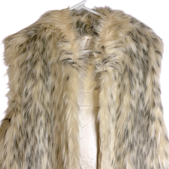 Fabulous Furs Donna Slayers 100% Faux Fur Long Vest Cream Gray Lined XL - Picture 2 of 10